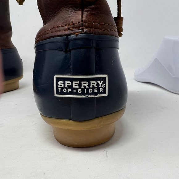 Sperry Womens Saltwater Duck Boots Waterproof Blue Brown Leather STS91175 Sz12 - Picture 6 of 11